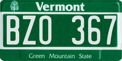 VT license plate BZO367