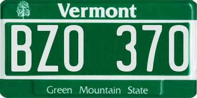 VT license plate BZO370