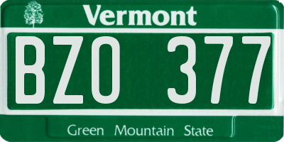 VT license plate BZO377