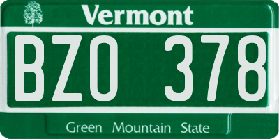 VT license plate BZO378