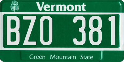 VT license plate BZO381