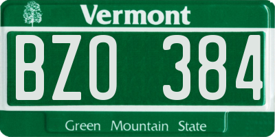 VT license plate BZO384