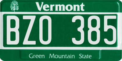 VT license plate BZO385
