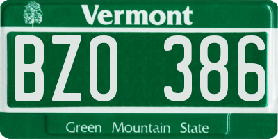 VT license plate BZO386