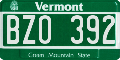 VT license plate BZO392