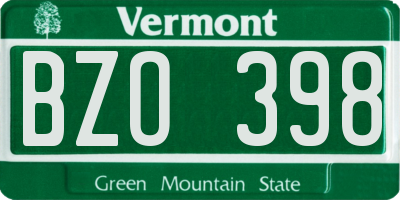 VT license plate BZO398