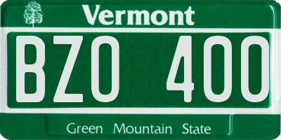 VT license plate BZO400