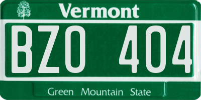 VT license plate BZO404