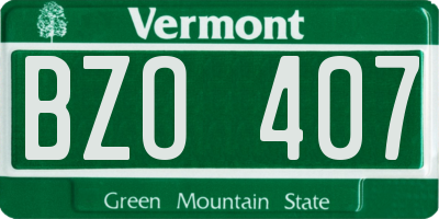 VT license plate BZO407