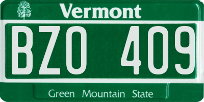 VT license plate BZO409