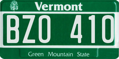VT license plate BZO410