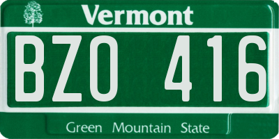 VT license plate BZO416