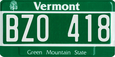 VT license plate BZO418