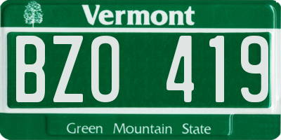 VT license plate BZO419