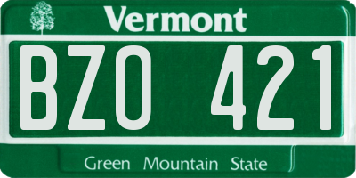 VT license plate BZO421