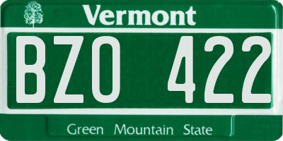VT license plate BZO422