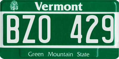 VT license plate BZO429