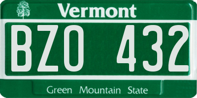 VT license plate BZO432