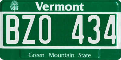 VT license plate BZO434