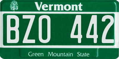 VT license plate BZO442
