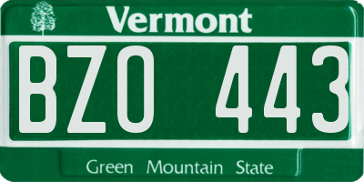 VT license plate BZO443