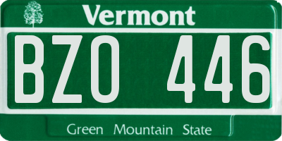 VT license plate BZO446