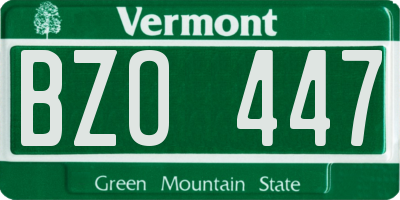 VT license plate BZO447