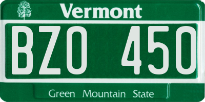 VT license plate BZO450