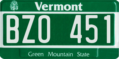 VT license plate BZO451