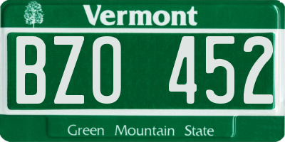 VT license plate BZO452