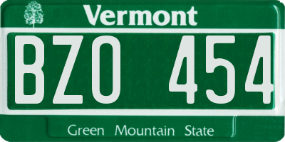 VT license plate BZO454