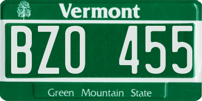 VT license plate BZO455