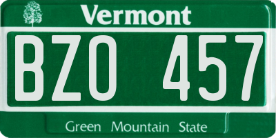 VT license plate BZO457