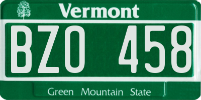 VT license plate BZO458