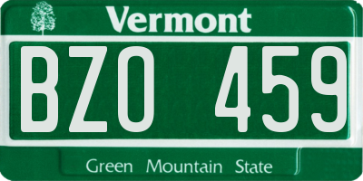 VT license plate BZO459