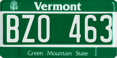 VT license plate BZO463