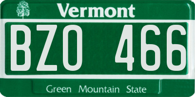 VT license plate BZO466