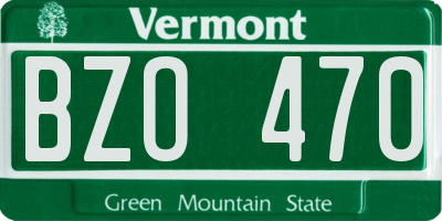 VT license plate BZO470