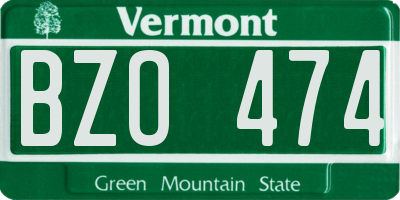 VT license plate BZO474