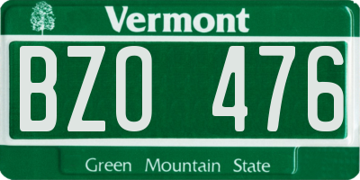 VT license plate BZO476