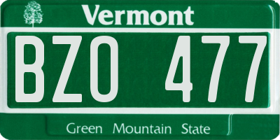 VT license plate BZO477