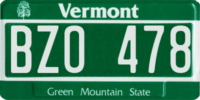 VT license plate BZO478