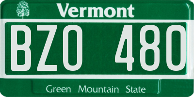 VT license plate BZO480