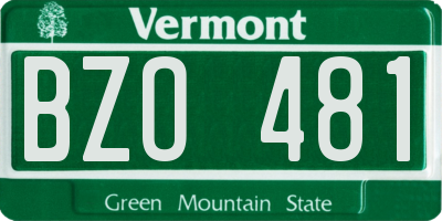 VT license plate BZO481