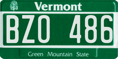 VT license plate BZO486