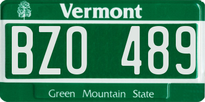VT license plate BZO489