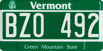 VT license plate BZO492