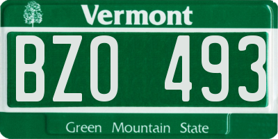 VT license plate BZO493