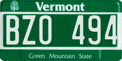 VT license plate BZO494