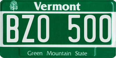 VT license plate BZO500